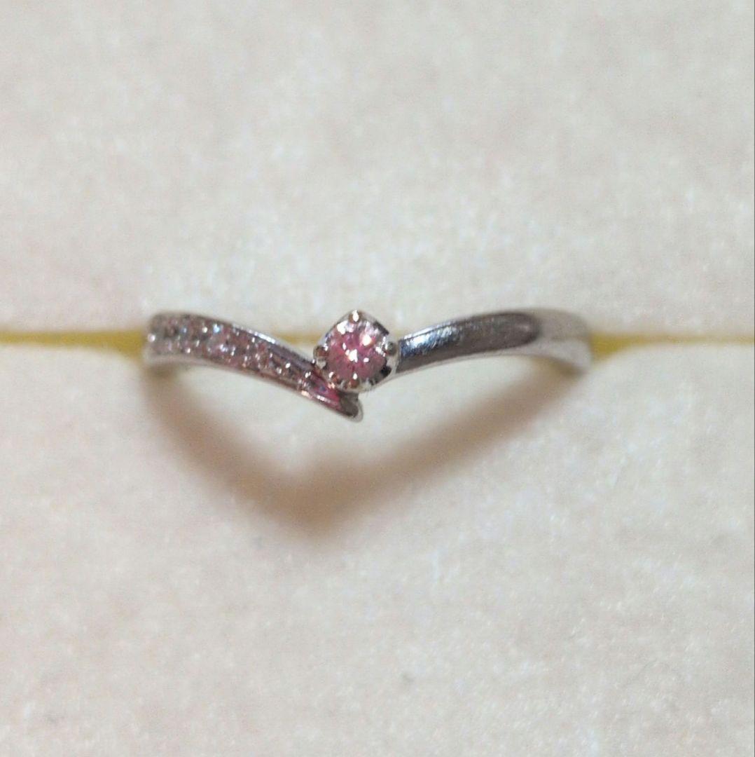 4℃　K18wgエレガントなピンクダイヤモンドリング