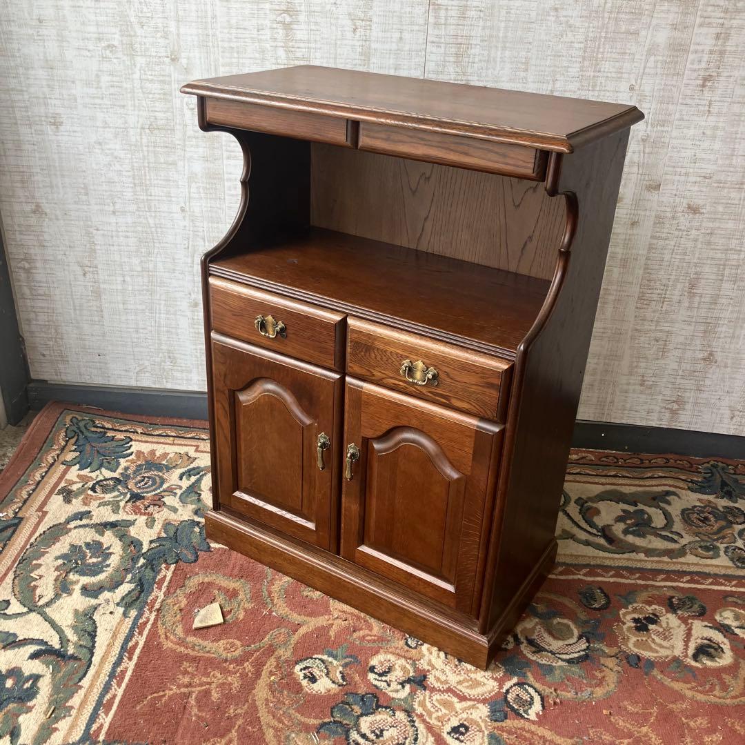 昭和レトロ 木製コンソールテーブル コールキャビネット 電話台 花台チェスト