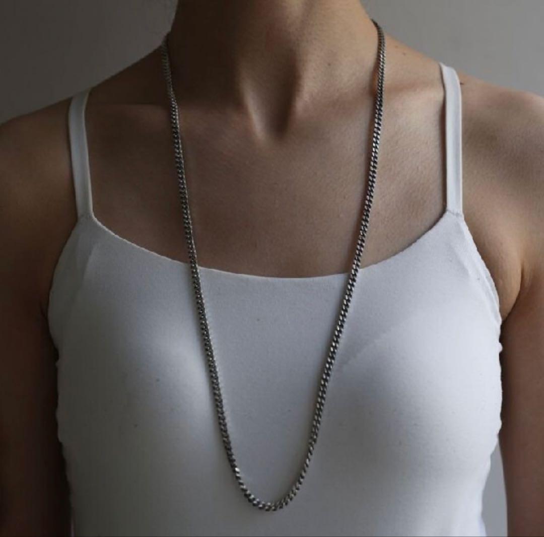ジョンローレンスサリバン　シルバーロングチェーンネックレス CURB CHAIN LONG NECKLACE