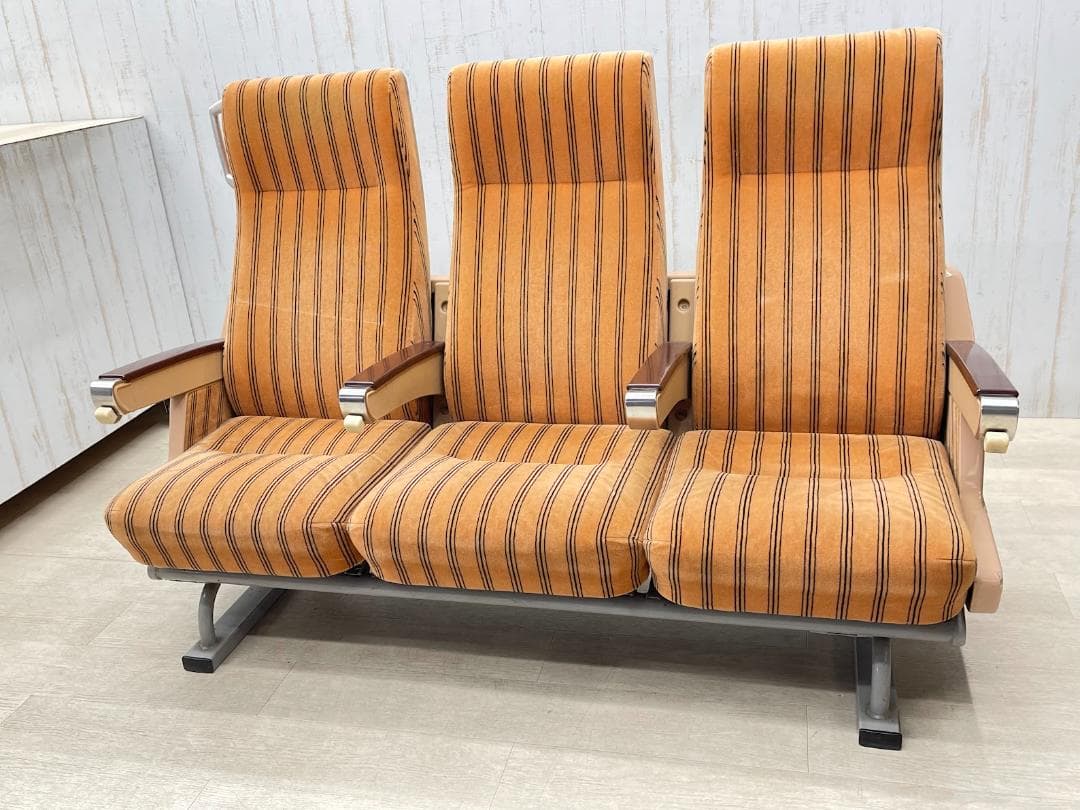 美品　0系新幹線 普通席 3列シート 簡易リクライニング せり出し式 ストライプ