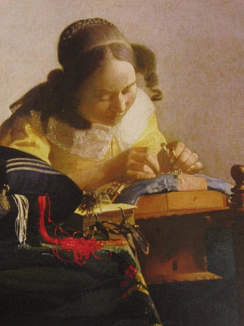 ヨハネス・フェルメール、【レースを編む女】、希少な額装用画集より