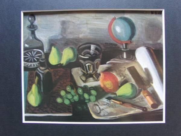 小出 楢重、地球儀のある静物、希少画集画、新品額装付