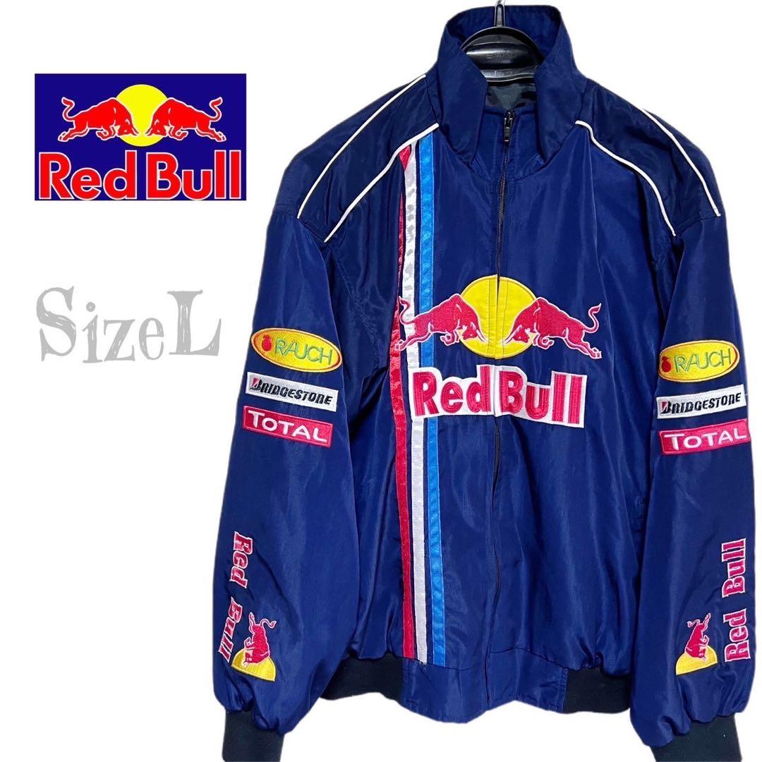 希少 サイズL☆RED BULL レッドブル ロゴ刺繍 レーシングジャケット