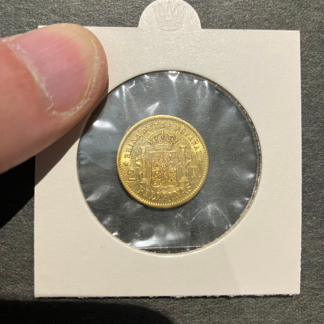 スペイン領 フィリピン1863年2ペソ金貨 イサベル2世 (スペイン女王) 4ペソ金貨 フィリピン 1863年製 MS-61 NGC