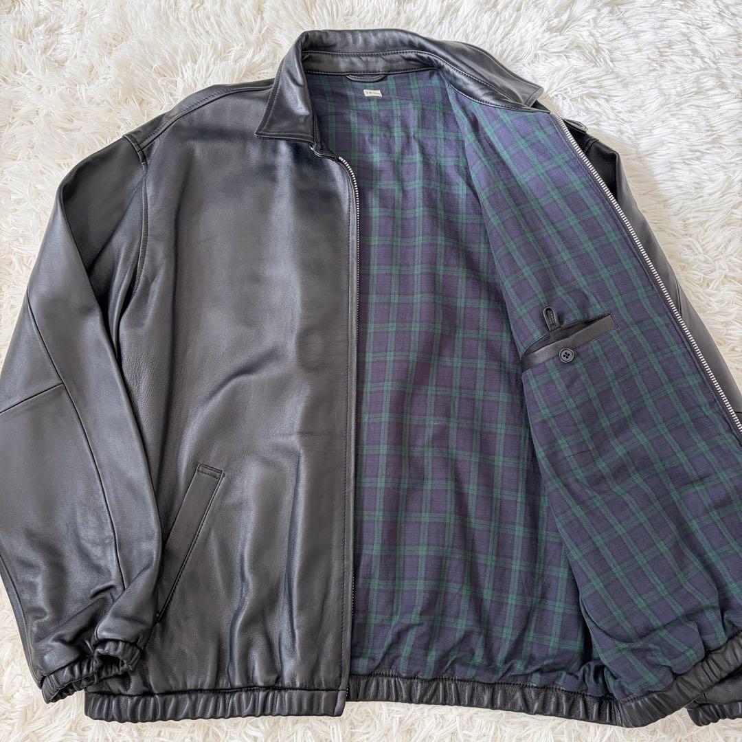 【美品】SHIPS XL レザージャケット シングル 襟付 裏地チェック 黒 SHIPS: ラムレザー シングル ライダース ジャケット｜ SHIPS 公式サイト