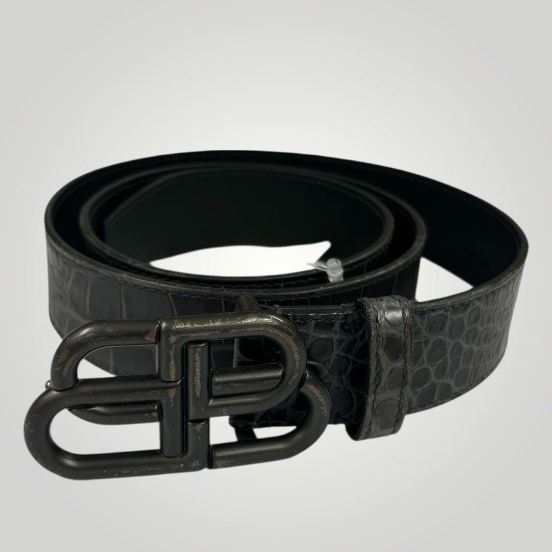 BALENCIAGA ブラック レザーベルト