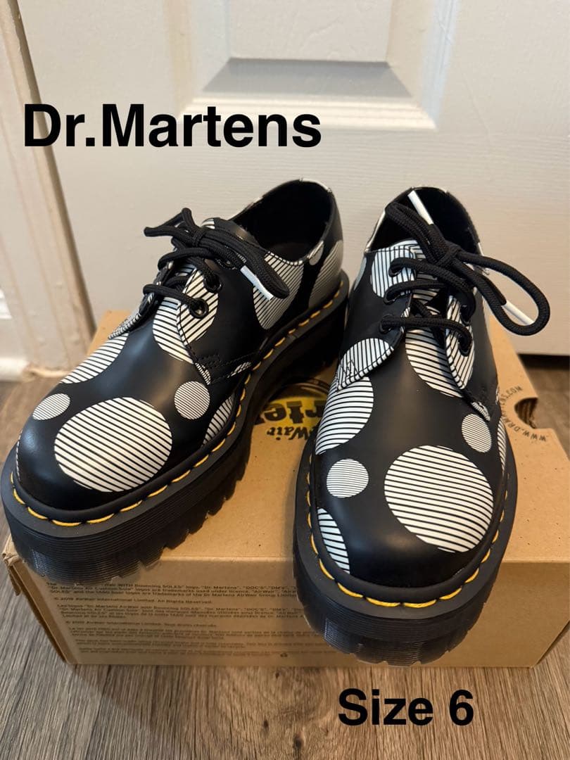Dr. Martens QUAD POLKAドット柄厚底シューズ UK4