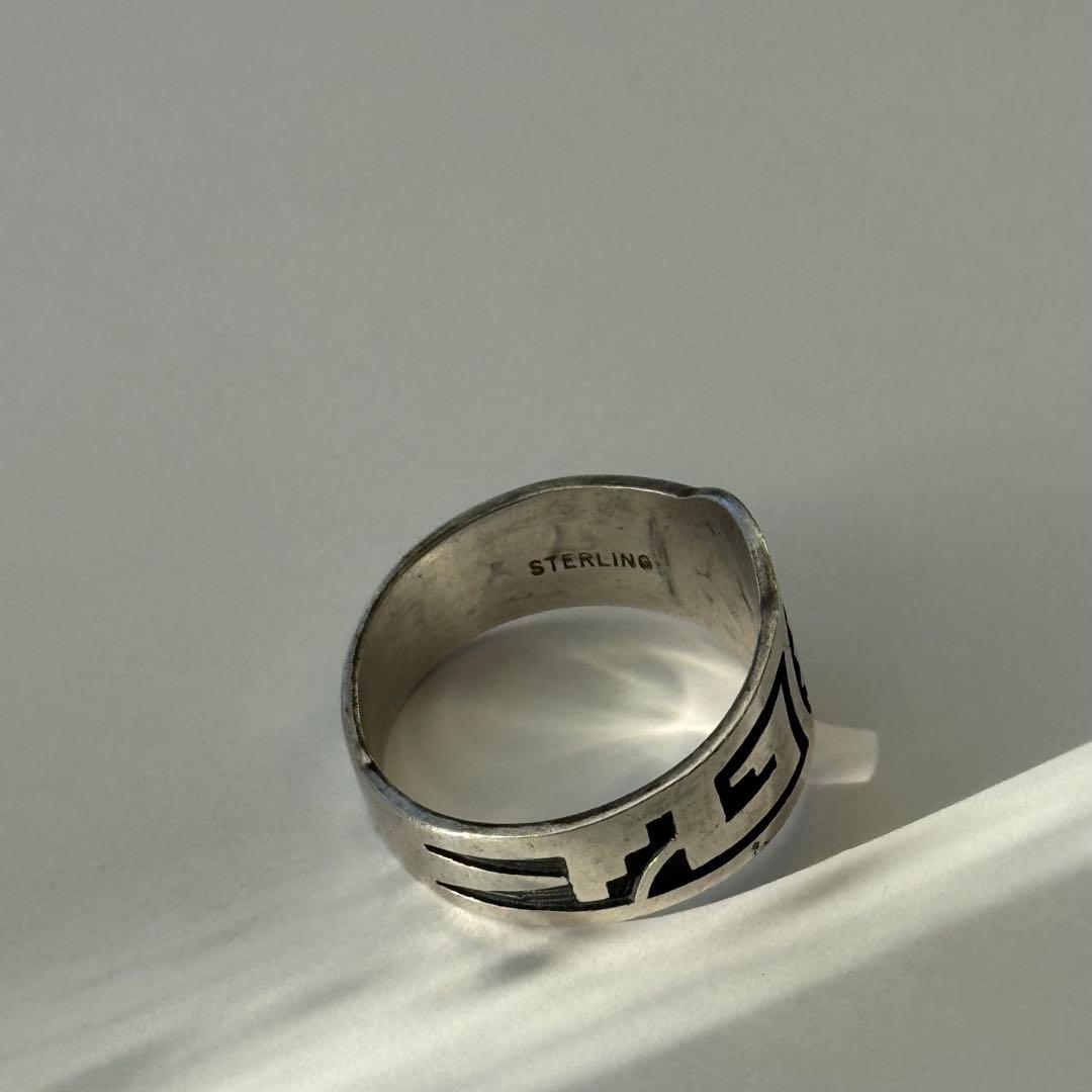 HOPI族 ホピ族シルバーリング 鹿ホールマーク Sunriseモチーフ 作家物