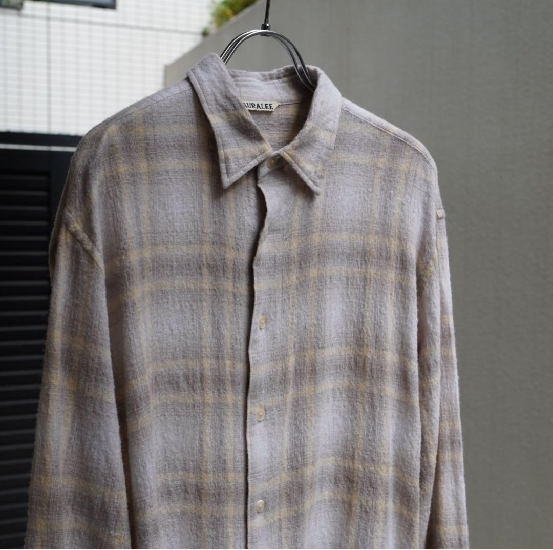 コバーン AURALEE オーラリー AIRY WOOL CHECK Auralee Airy Wool Check Shirt in Forest Green x Navy Curated at