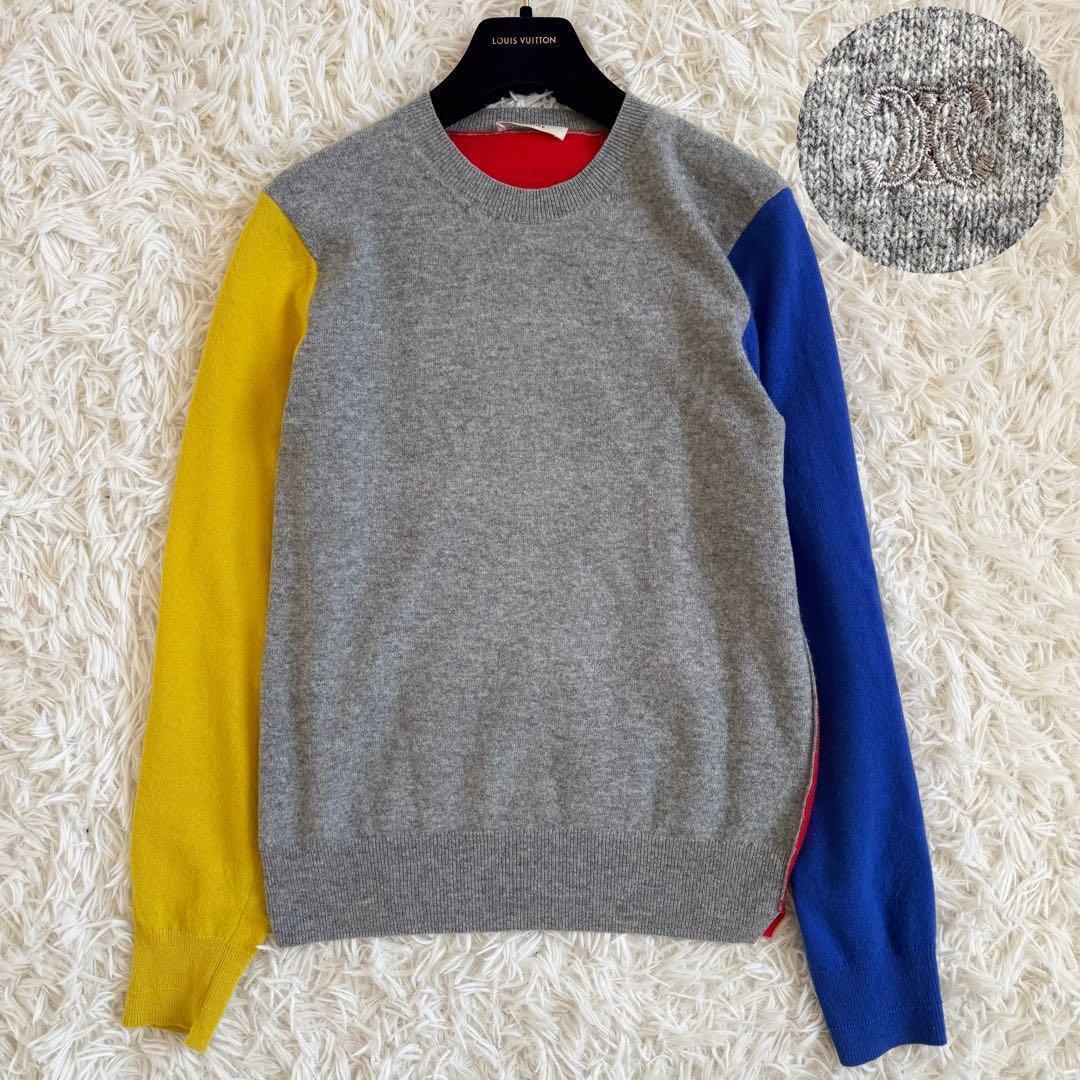 美品　フィービー　セリーヌ　ニット　トリオンフ刺繍　カラーブロック　Sサイズ