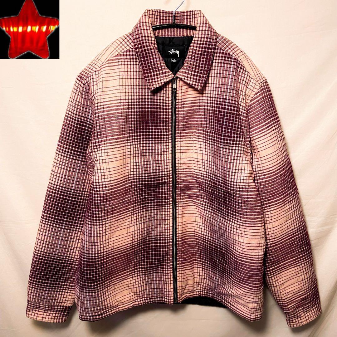STUSSY フルジップアップジャケット ブルゾン オンブレチェックシャツ S