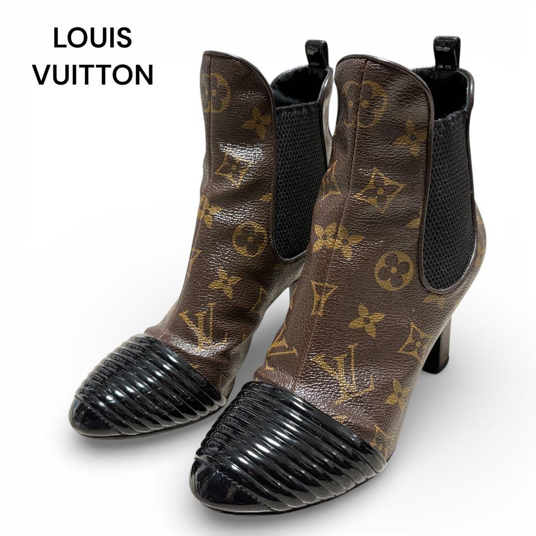 LOUIS VUITTONヴィトン モノグラム メッシュ サイドゴアブーツ 34