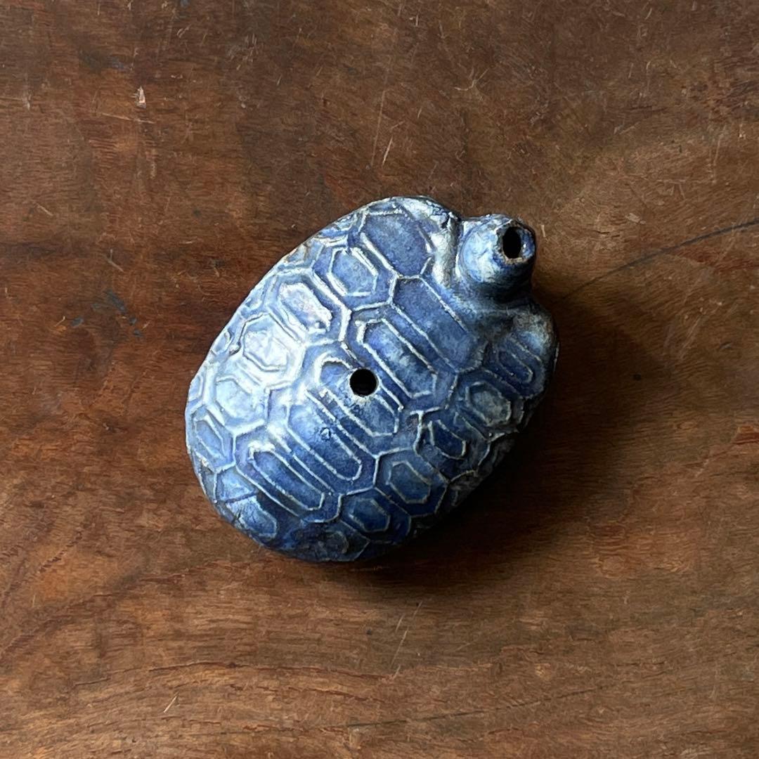 李朝　瑠璃釉　亀形　水滴　文房具　書道具　李朝時代