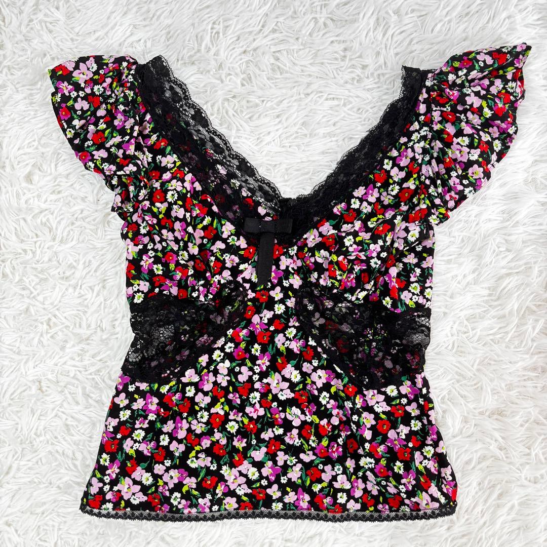 【極美品】D＆G ディーアンドジー　花柄フリルキャミソール　バックジップ