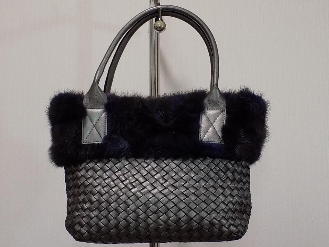 FALORNI ミンクファー付きハンドバッグ　イタリア製　数回使用
