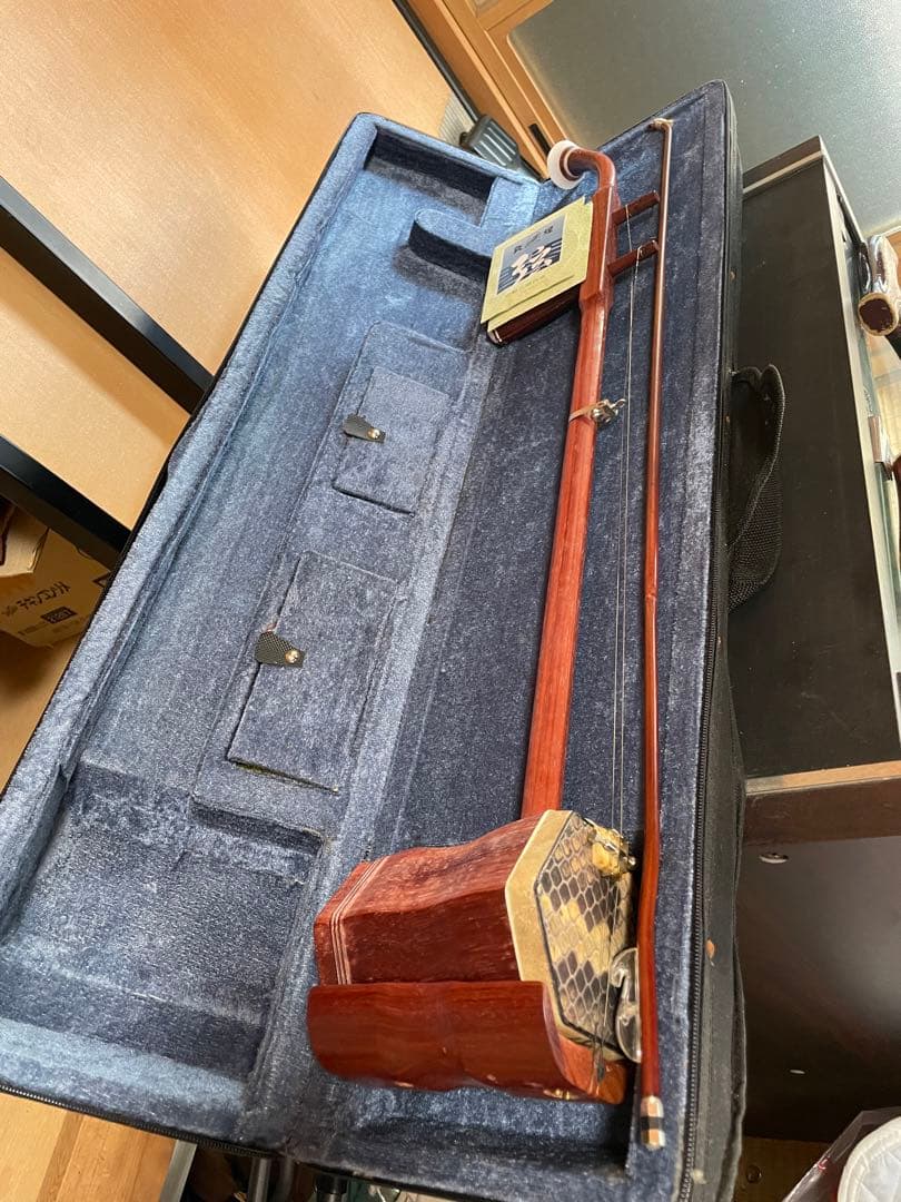 三味線 蛇皮 ケース付き 教本付き 二胡