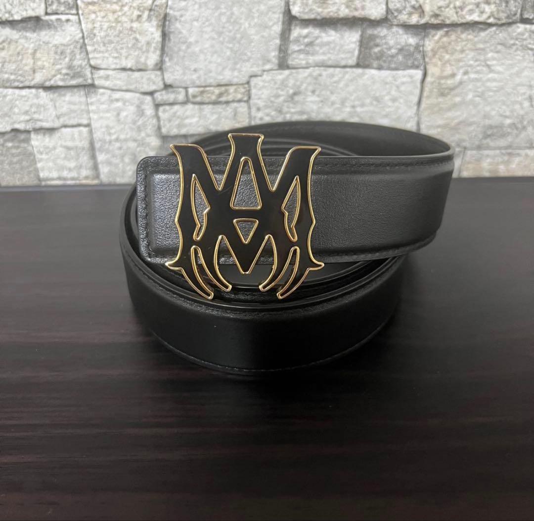 ブラックレザーMMロゴバックルベルト