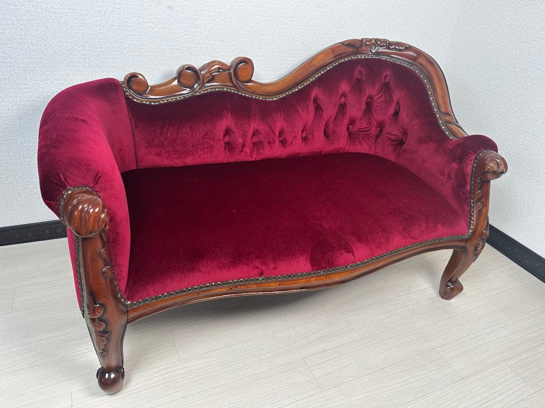 アンティーク調 ベンチソファ 猫足 ロココ調 クラシカル カウチソファ ※i1※