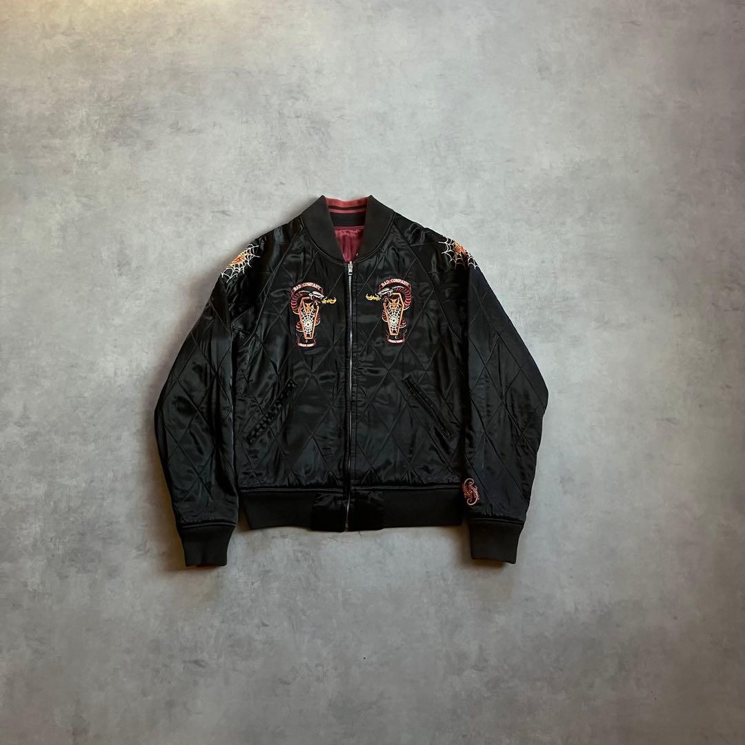SKULL FLIGHT リバーシブル キルティング 刺繍 スカジャン バイク