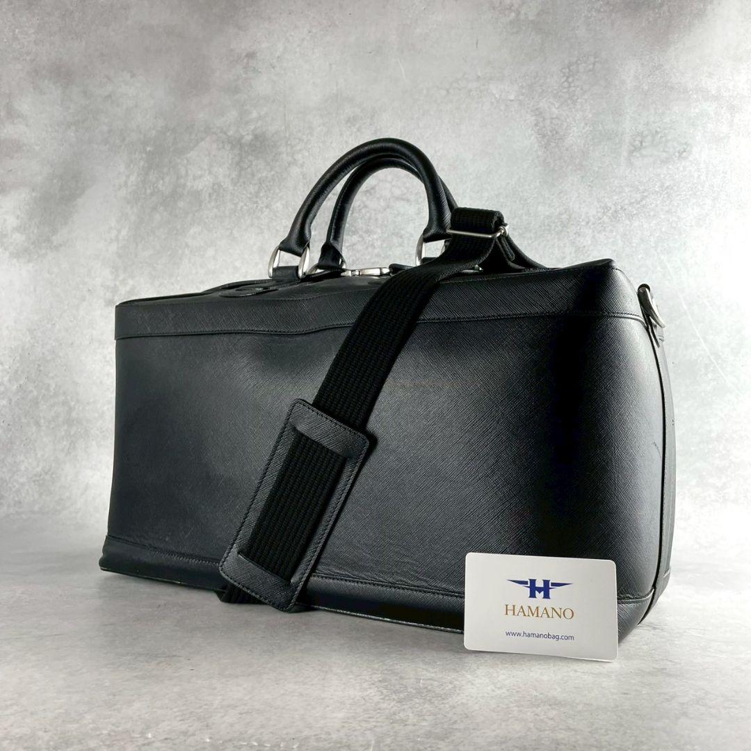 ハマノ hamano ボストンバッグ 2way 黒 ブラック レザー 希少