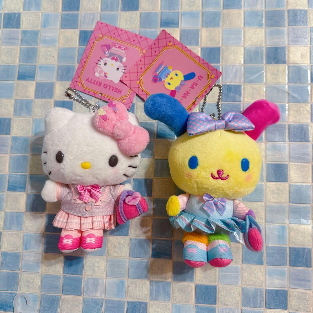 サンリオ学園きらめき部　ハローキティ　ウサハナ　ぬいぐるみマスコット　2点セット