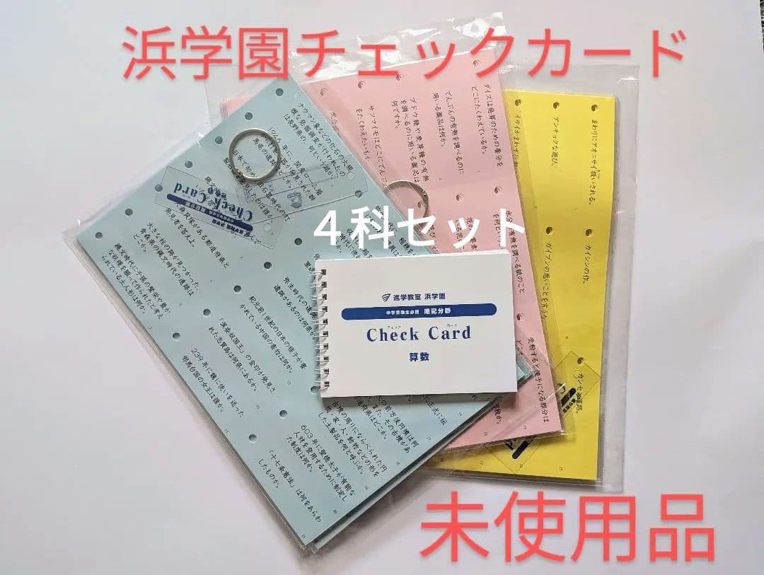 浜学園 チェックカード① 国語算数理科社会セット 暗記 未使用 中学