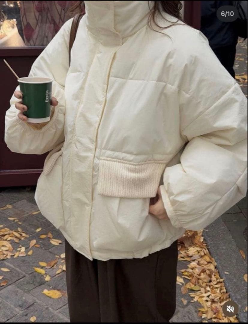 【新品未使用】olun 中綿リブブルゾン　ダウン　Sサイズ　アイボリー