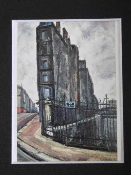 荻須高徳、線路に沿った家、希少な画集より、新品高級額・額装付