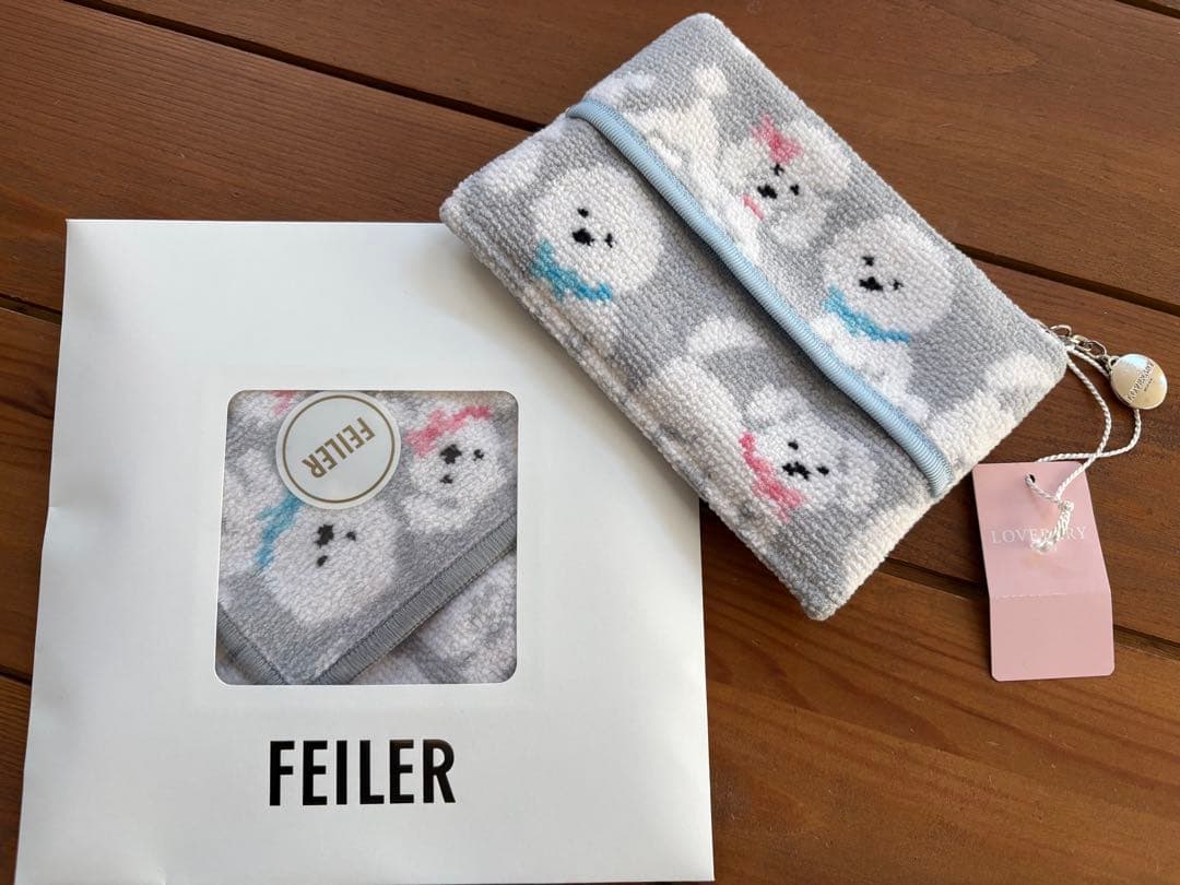 FEILER モフモフワンちゃんティッシュポーチ グレー&ハンカチ モフモフワンチャン ティッシュポーチ フェイラー｜Yahoo!フリマ（旧
