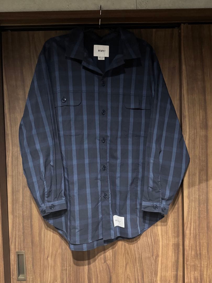 WTAPS ネイビー チェック柄 長袖シャツ 03