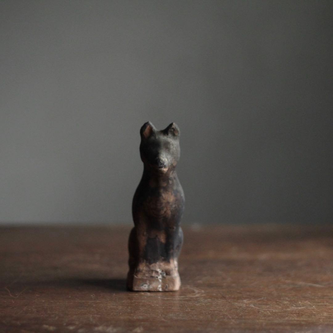 土人形 お稲荷さん 割れ補修 郷土人形 古美術 古道具 アンティーク オブジェ 御所人形 つくね 江戸時代 烏帽子被り瓢箪持ち童子 骨董 古美術 小さな