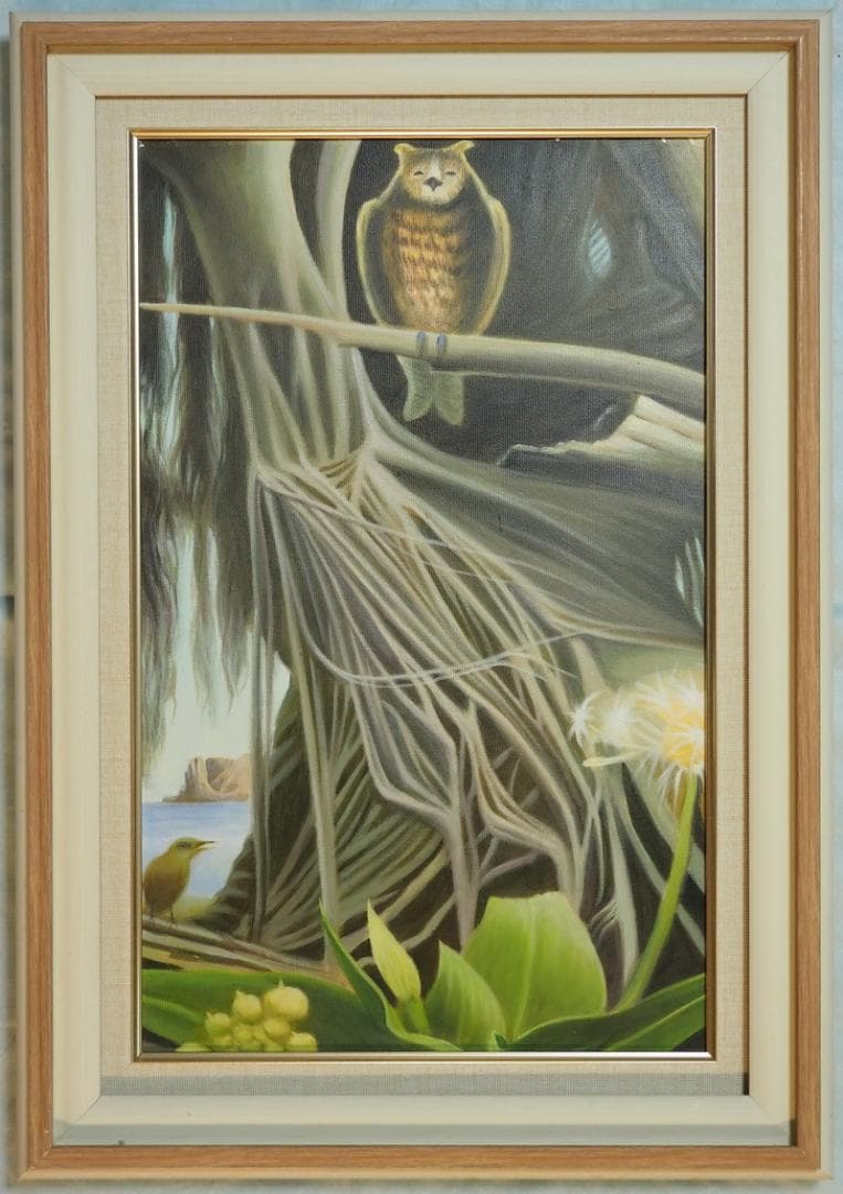 油絵 額付き 田中一村 M10 【 奄美の杜 】手描き 油絵 額付き 田中一