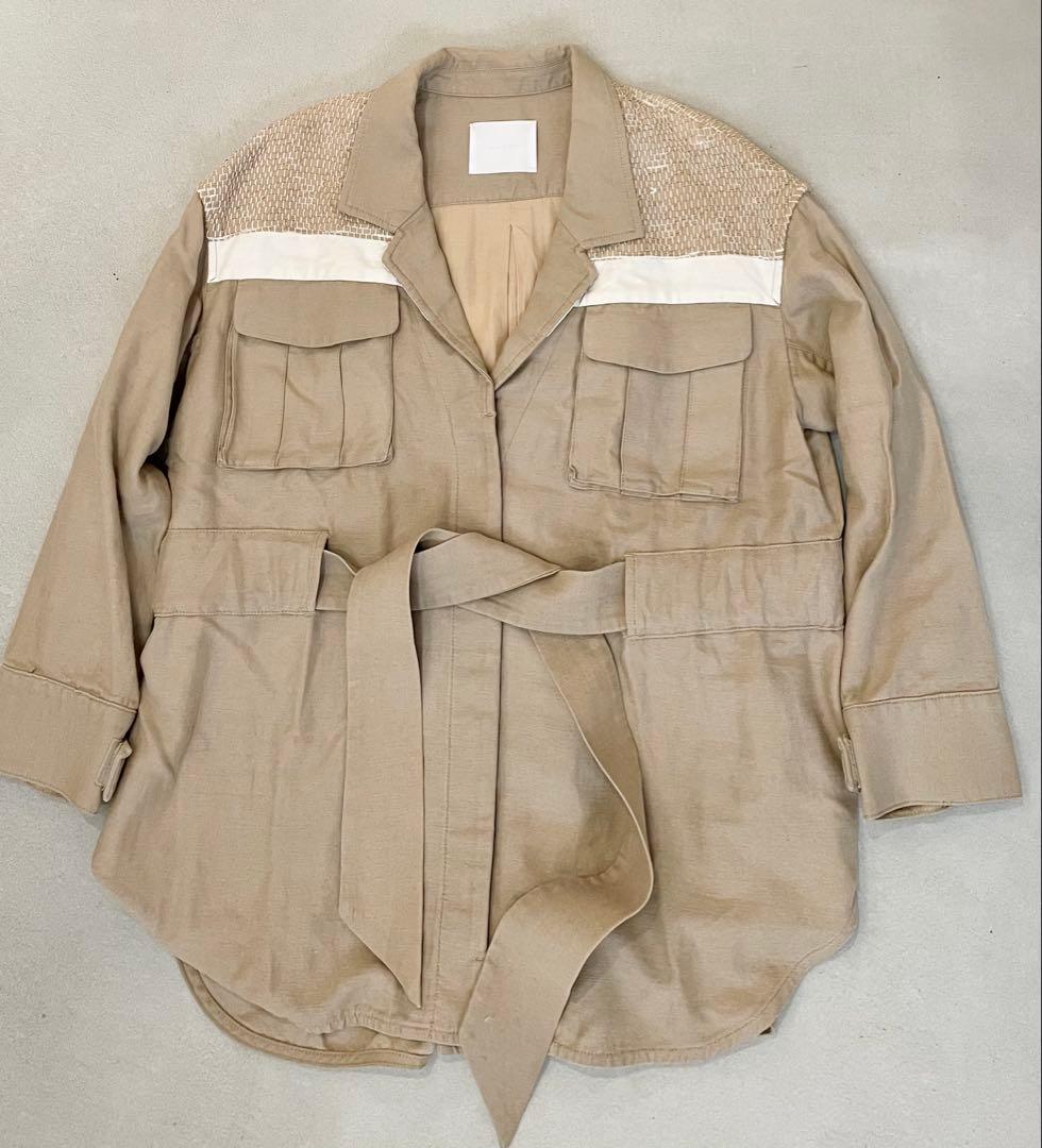 mame kurogouchi ミリタリージャケット MM16AW-JK032 Nylon Twill 3D Embroidery Flight