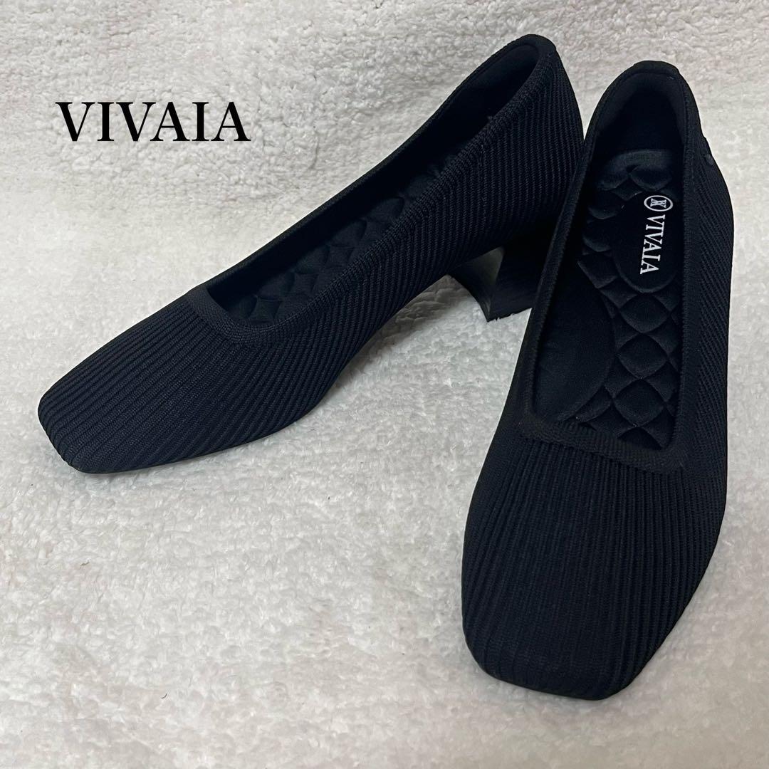 【VIVAIA】パンプス ブラック スクエアトゥ チャンキーヒール