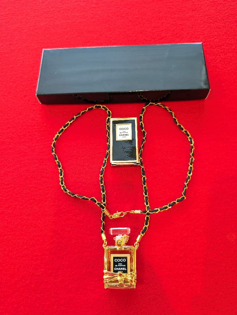 CHANEL Coco 香水ボトル ネックレス リボンヴィンテージ 箱付き