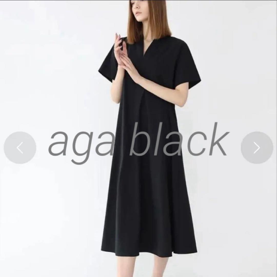 Aga Black 【新品】ヤマダヤ アーガ ストレッチタフタフレアワンピース