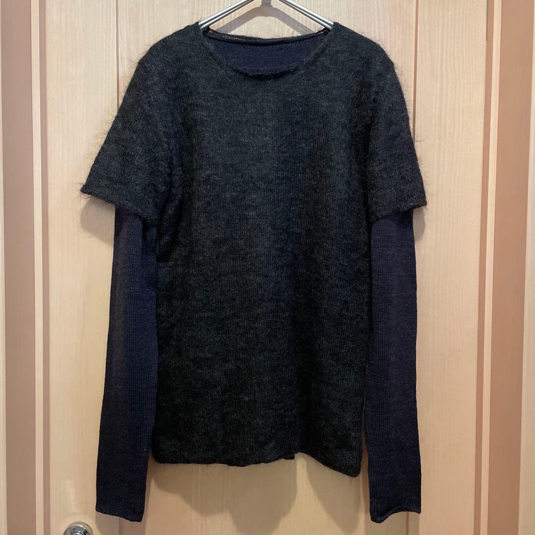BOTTEGA VENETA 長袖レイヤードニット グレー✖️ネイビー S