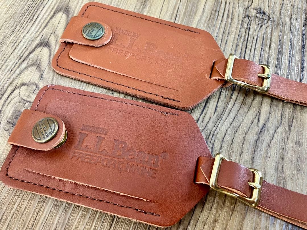 80's ビンテージ L.L.Bean レザー ラゲッジタグ ネームタグ 2個