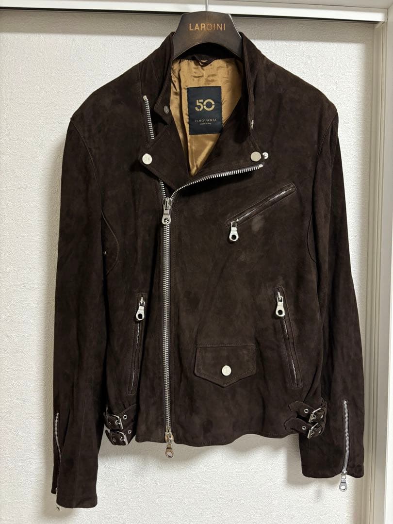 CINQUANTA チンクアンタ スエードスタンドカラーセミダブルライダース