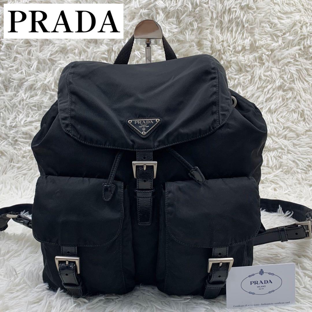 【✨美品✨】プラダ バックパック 三角ロゴ 巾着 ナイロン ブラック PRADA プラダバックパック リュックサック 巾着三角ロゴ ナイロン 黒