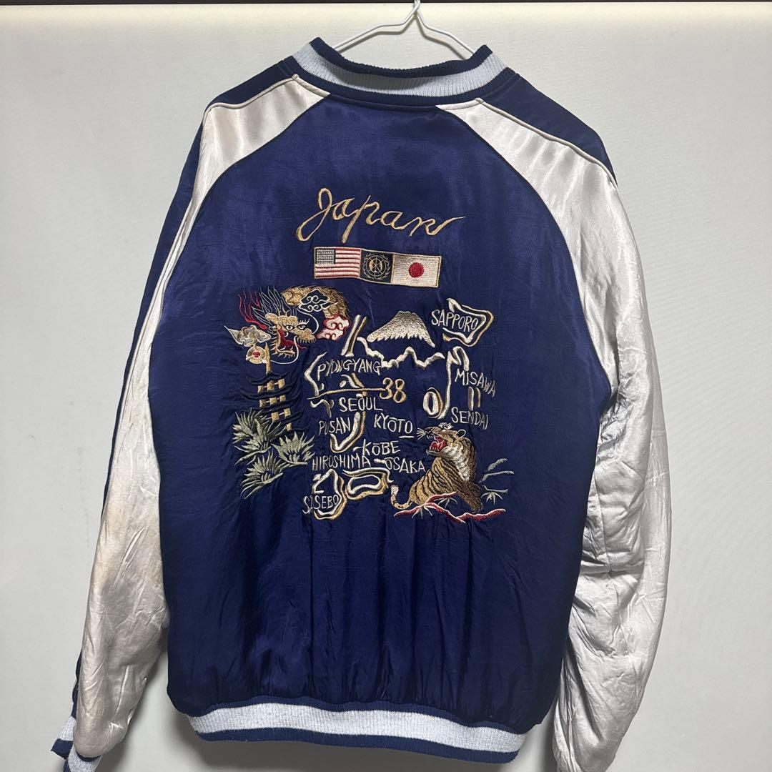 ヒューストン　刺繍デザイン スカジャン ネイビー シルバー ヒューストン 刺繍デザイン スカジャン ネイビー シルバー HOUSTON