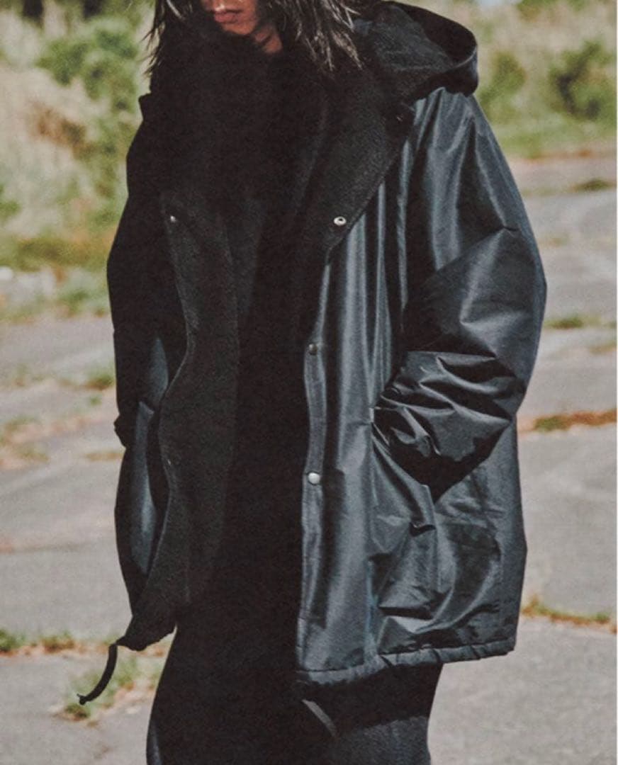 訳あり価格　COMOLI 20AW コットンシルクフーデッドコート 2 ネイビー