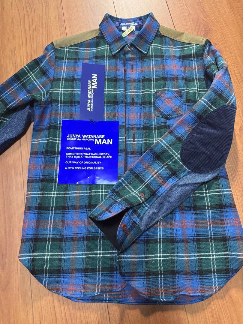 極美品 JUNYA WATANABE MAN 日本製 ウールチェックシャツ S