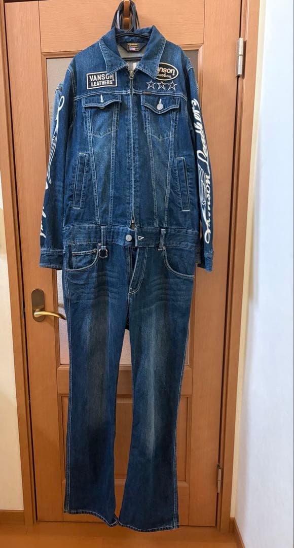 VANSONデニムつなぎ オールインワン