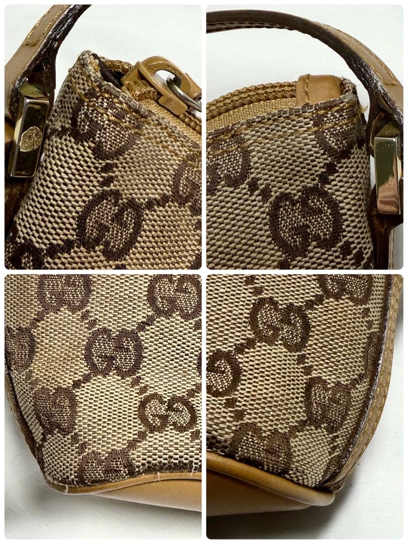 グッチ アクセサリーポーチ GGキャンバス ロゴ プレート 大容量 多機能