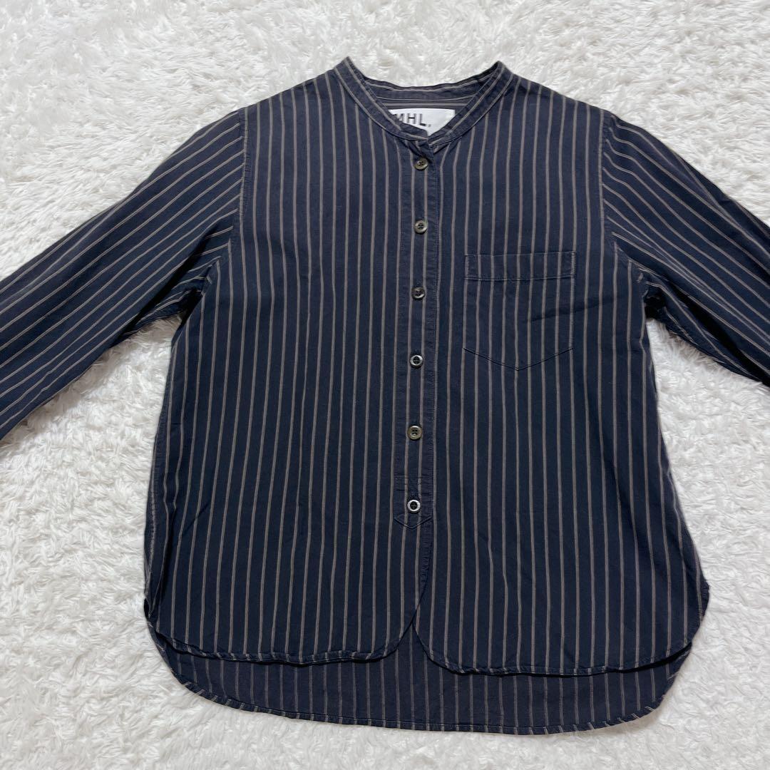 美品✨マーガレットハウエル バンドカラー シャツ ダークグレー