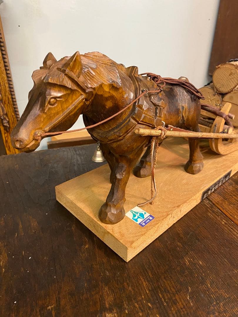 木彫り 馬そり①北海道開拓馬橇 優良工芸品特選 - メルカリ