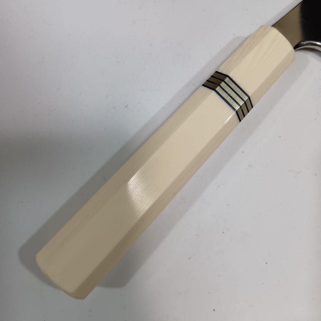 ステン本焼V金10号切付牛刀包丁24cm右片刃 鏡面 人工