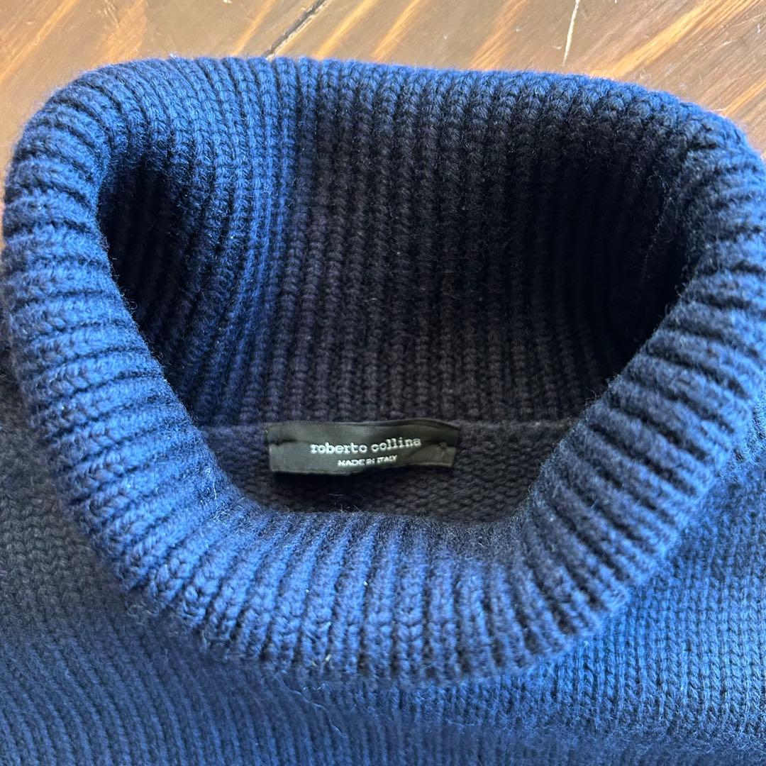 roberto collina ロベルトコリーナ定番タートル ダークネイビー46 ROBERTO COLLINA（ロベルトコリーナ） ニット タートルネック ミドル