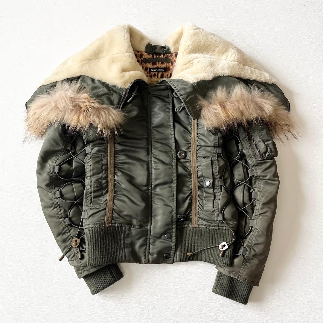 ▽00s y2k美品✨アヴィレックス ヒョウ柄 フライトジャケット N2B 短丈